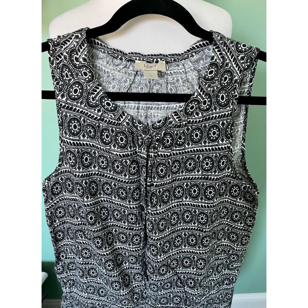 The Loft linen blend romper / shorts - medium -  black white